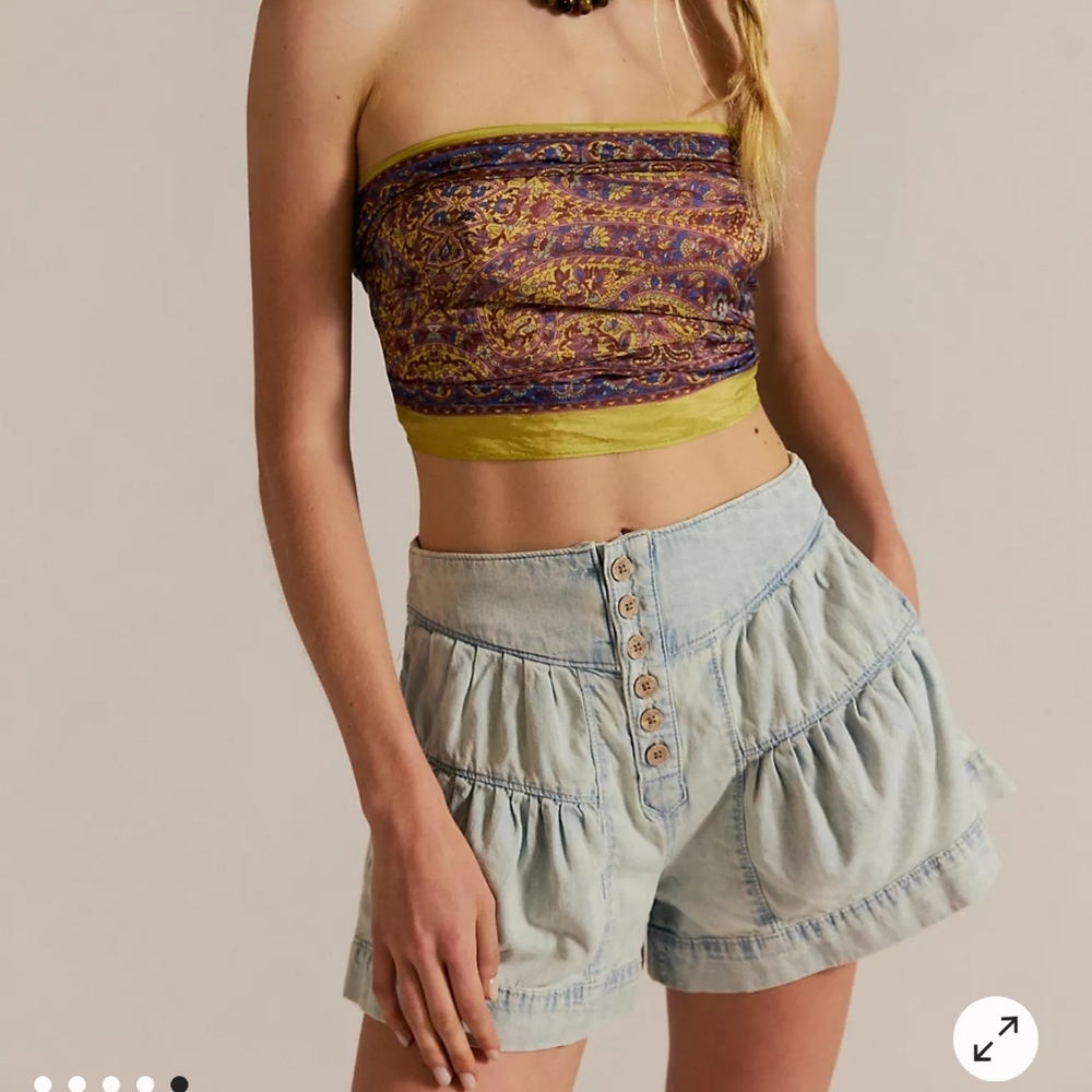 NWT Free People Denim Shorts Skorts Skirt light blue
